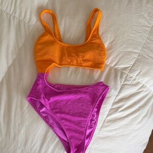 Vibrant Orange and Pink Women's Swimsuit